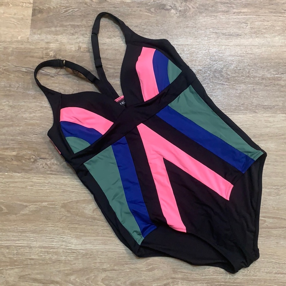 Adorable retro stripe one piece swimsuit